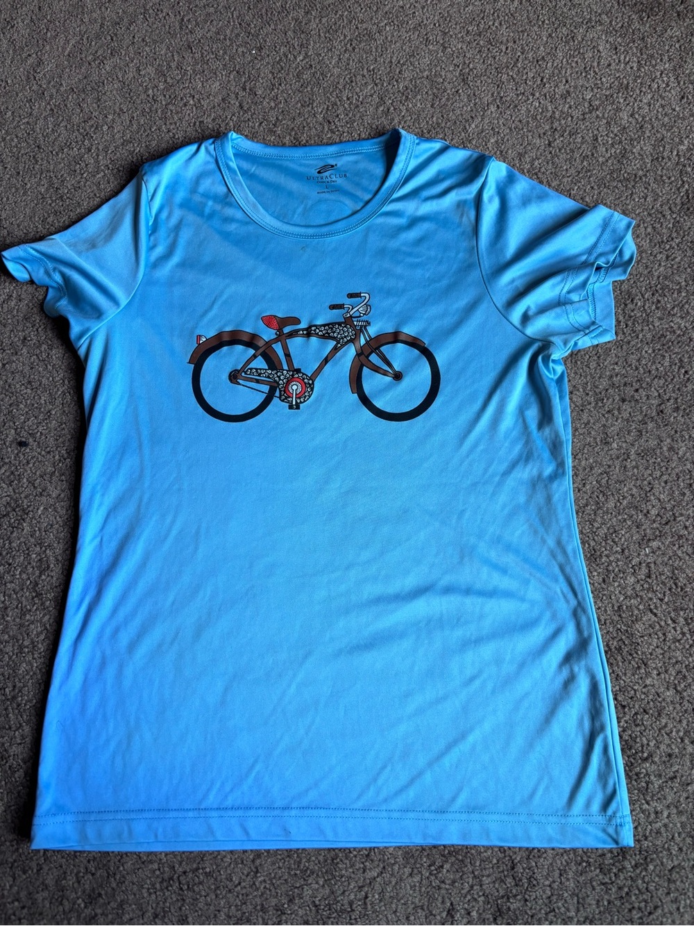 Women's Sky Blue Short Sleeve Tee with Bicycle Print - (Brand: )